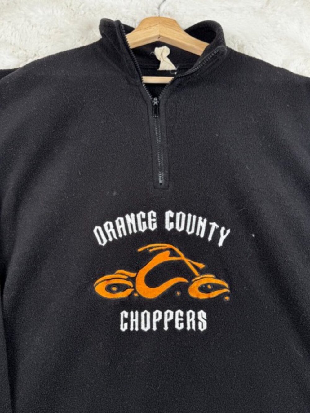 VTG 90s Orange County Choppers Black Embroidered Fleece Jacket OCC Men's Size XL